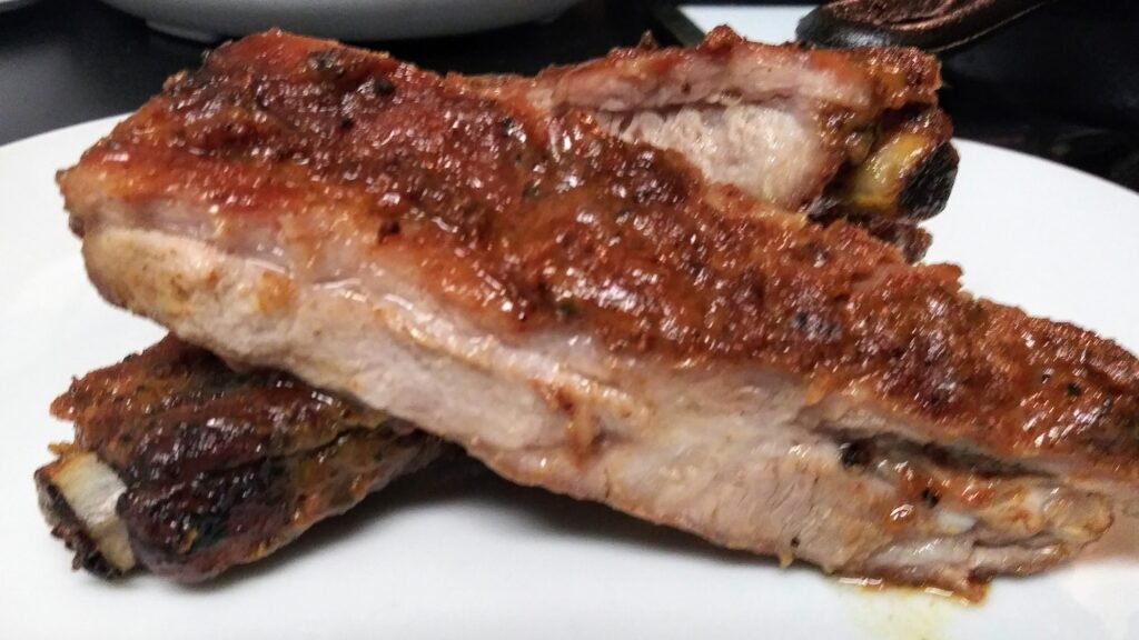 Finished Spare ribs with the Poppa Earle's rib rub I made.